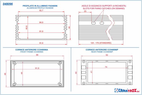 specifiche dimensionali profilato 144x288