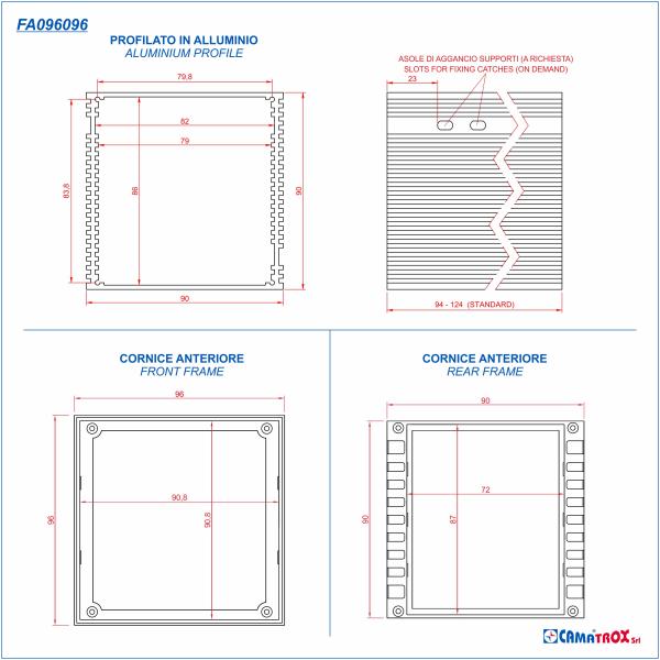 specifiche dimensionali profilato 96x96